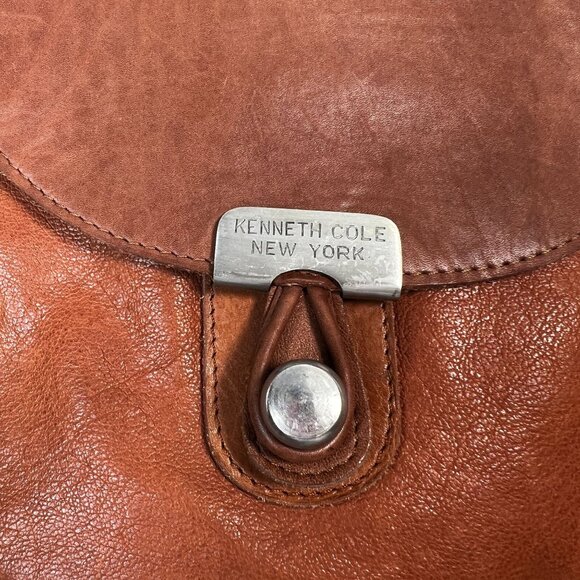 Vintage 90s Kenneth Cole Leather Flap Bag Shoulder Hazelnut Brown - Picture 13 of 13